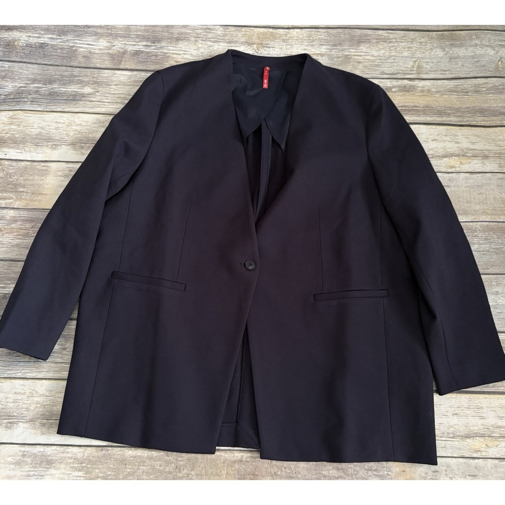 Spanx The Perfect Collarless Blazer Navy One Button Ponte Knit 2X - Picture 2 of 8